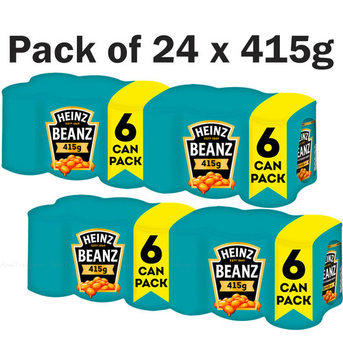 Heinz Beanz Baked Beans In Tomato Sauce Catering Tin Cans - Pack of 24 x 415g