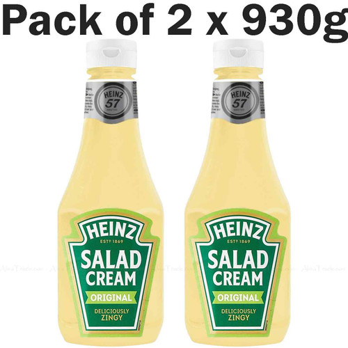 Heinz Salad Cream Squeezy 875ml Sauce Large Deliciously Zingy Set Pack 2 x 930g