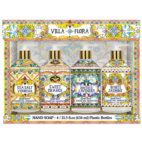 Villa Flora Liquid Soap Fresh Hand Wash Aroma Ideal Gift Décor Pack 4 x 636ml