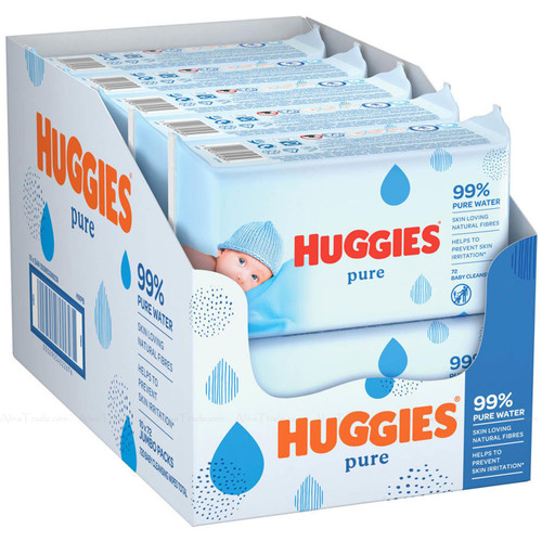 Huggies Pure Water Baby Cleaning Wipes 72 x 10 Packets Jumbo Box Total 720 Pcs