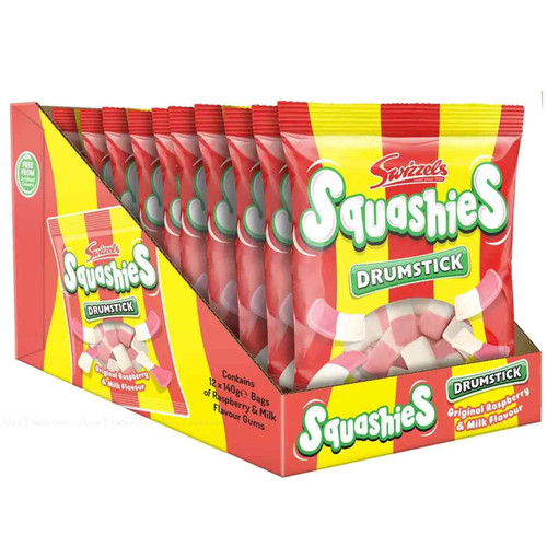 Swizzles Drumstick Squashies Raspberry Milk Sweets Treat Flavour Pack 12 x 140g