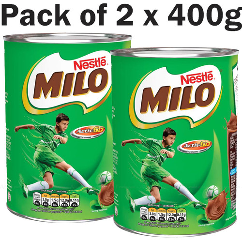 Nestle Milo Malted Milk Malt Extract Skimmed Milk &Cocoa Chocolate Pack 2 x 400g