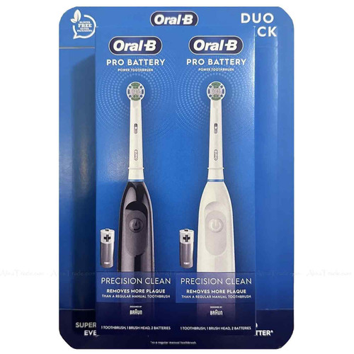 Oral-B DB5 Precision Clean Teeth Gum Battery Toothbrush 2 Pack with AA Batteries