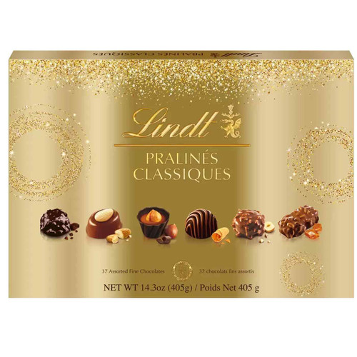 Lindt Praline Classiques Assorted Fine Milk Dark White Chocolate Gift Pack 405g