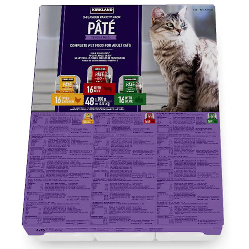 Kirkland Signature Tender Meal Variety Cat Food Complete Balanced Pack 48 x 100g