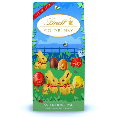 Lindt Easter Hunt Pouch Smooth Milk Chocolate Truffle Egg Gold Bunnies Pack 600g