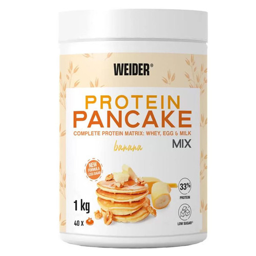 Weider Protein Pancake Mix in Banana Prepared Mixture Low Sugar Whey Pack 1kg
