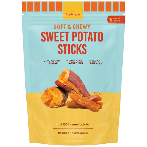Snack Yard Soft &Chewy Sweet Potato Sticks Vegan Healthy Pack 480g Packets 6x80g