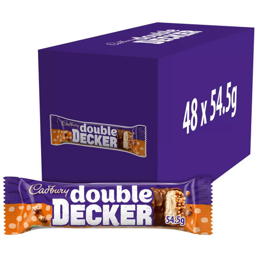 Cadbury Double Decker Milk Chocolate Creamy Soft Snack Cocoa Bar Pack 48 x 54.5g