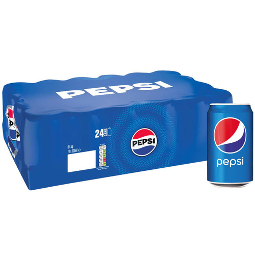 Pepsi Regular Sparkling Soft Drink Original Taste Blue Cans Seal Pack 24 x 330ml
