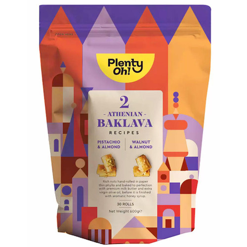 Plenty Oh Athenian Baklava Pistachio Almond Walnut Nuts Pastry Sweets Rolls 600g