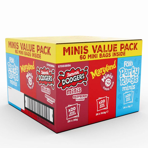 Fox's Mini Biscuit Jammie Dodgers Maryland Party Rings Variety Mix Pack 60 Bags