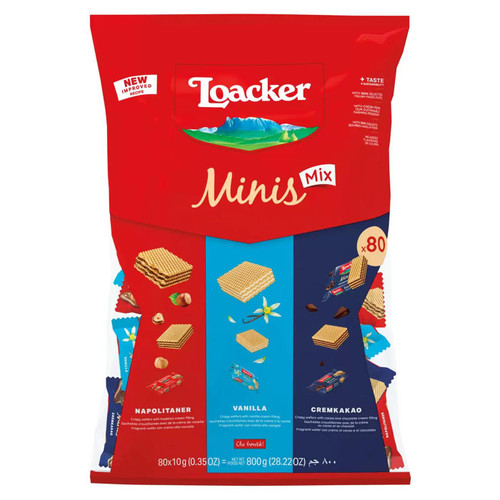 Loacker Minis Crispy Wafers Biscuits Hazelnut Chocolate Vanilla 80 Mix Pack 800g