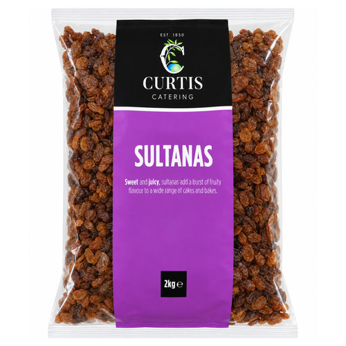 Curtis Catering Sultanas Sweet Juicy Dried Fruit Seedless Baking Raisin Pack 2kg