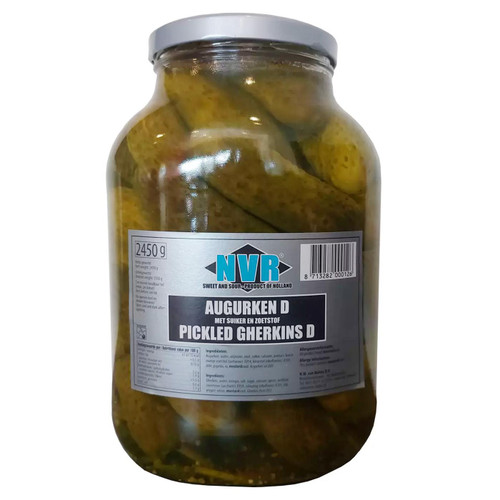 NVR Pickled Gherkins D with Sugar & Sweetener Sweet Sour Vinegar Jar Pack 2.45kg