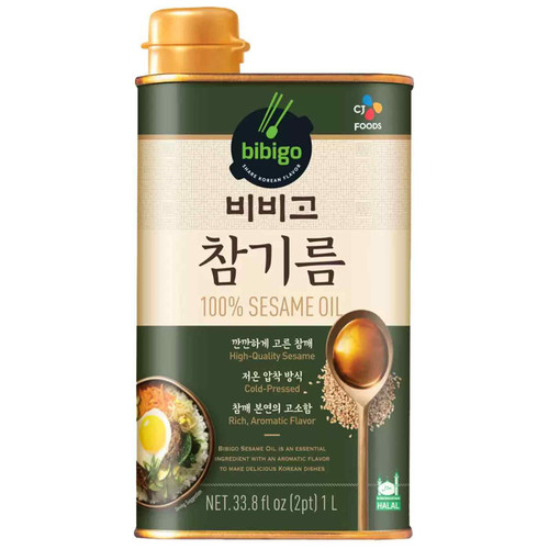 Bibigo Sesame Oil Cold-Pressed Rich Aromatic Flavour Korean Food Quality Pack 1L