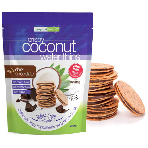 Tropical Fields Coconut Wafer Thins with Dark Chocolate Light Crisp Pack 397g