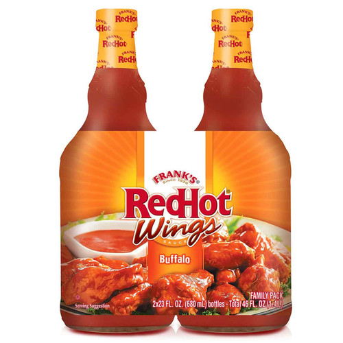 Frank's RedHot Wings Buffalo Sauce Red Hot Spicy Flavour Pack Bottles 2 x 680ml