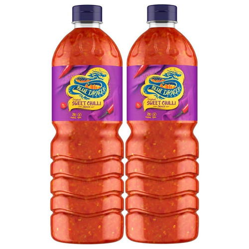 Blue Dragon Sweet Chilli Dipping Sauce Red Chillies Garlic Thai Rich Pack 2 x 1L