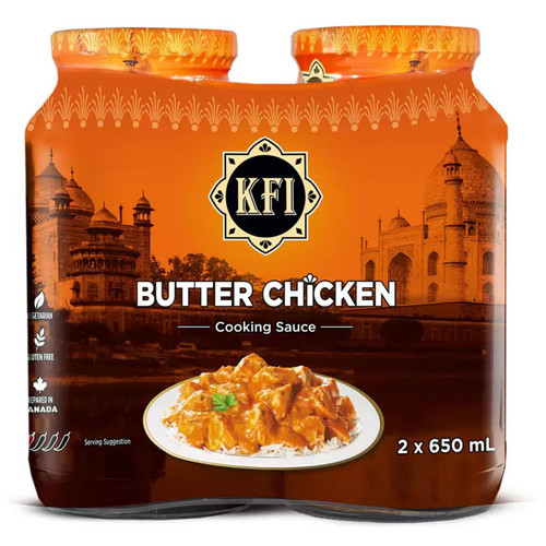 KFI Coconut Curry Cooking Sauce Authentic Indian Flavour Versatile Pack 2x650ml