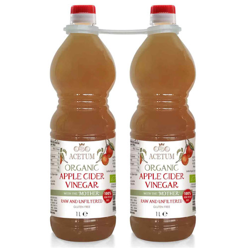 Acetum Organic Apple Cider Vinegar with Mother Raw & Unfiltered Pack 2 x 1 Litre