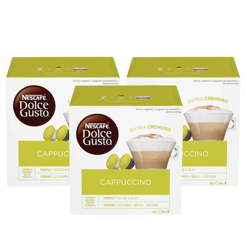 Nescafe Dolce Gusto Cappuccino Coffee Blend Drink Cup 24 Capsules Pack 3x8 Pods