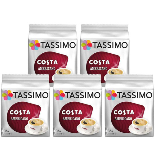 Tassimo Costa Americano Coffee Espresso T Discs 80 Cup Capsules Pack 5 x 16 Pods