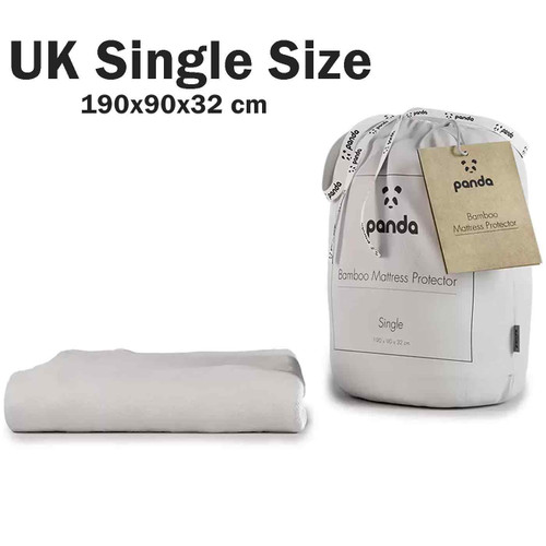 Panda Bamboo Mattress Protector Anti-Bacterial Protect Single Bed Size 190x90cm