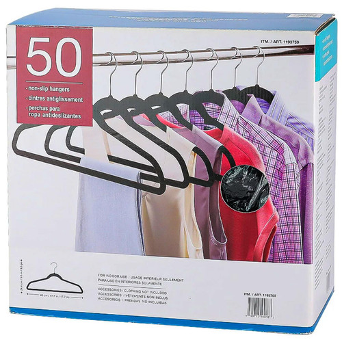 Standby Flocked Hangers Non Slip Space Saving Clothes Closet Organise Pack 50Pcs