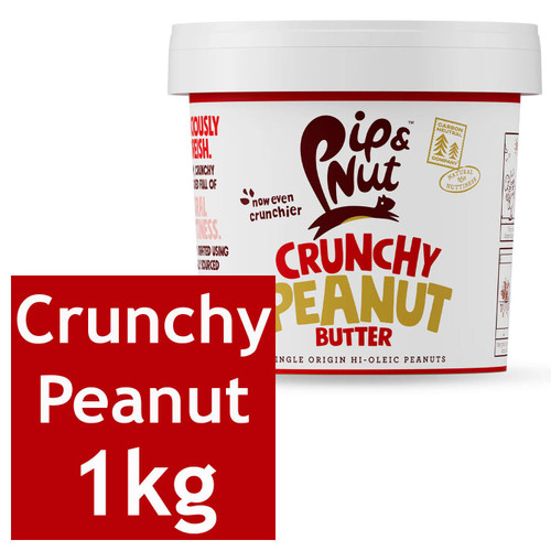 Pip & Nut Crunchy Peanut Butter Natural Nuttiness and Paste Spread Pack Tub 1kg