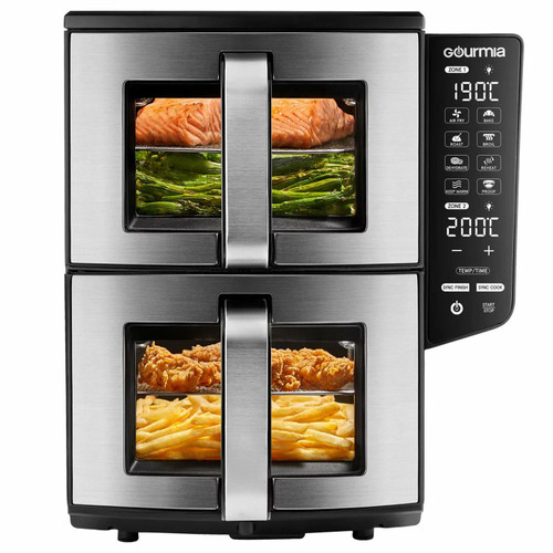 Gourmia Double Decker Digital Air Fryer 10.4L Black 8 Fry Touch Function GAF1180