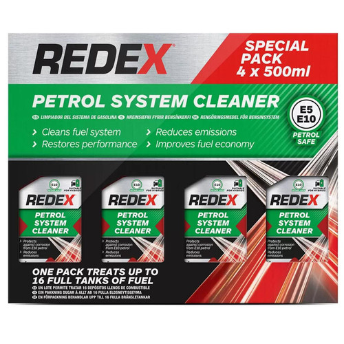 Redex Petrol System Cleaner Fuel Emissions Car Van Performance Care Pack 4x500ml