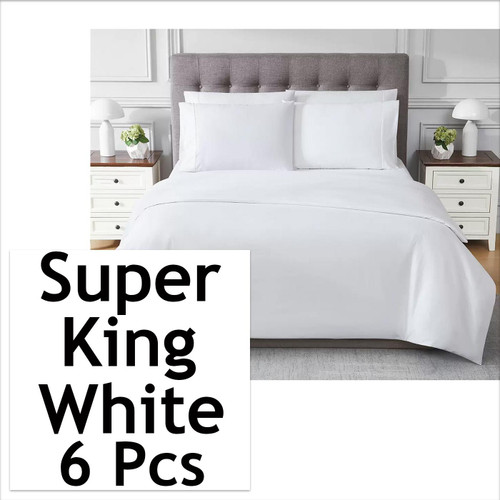 Kirkland Signature 680Thread Cotton White Super King Duvet Sheet Pillow 6Pcs Set