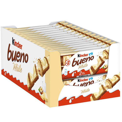 Ferrero Kinder Bueno White Milk Chocolate Hazelnut Snack Twin Bars Pack 30 x 39g