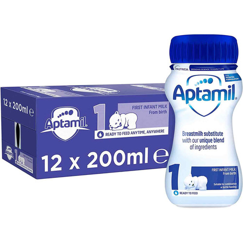 Aptamil First Infant Baby Milk Stage1 Ready Made Birth 0-6 Formula Pack 12x200ml