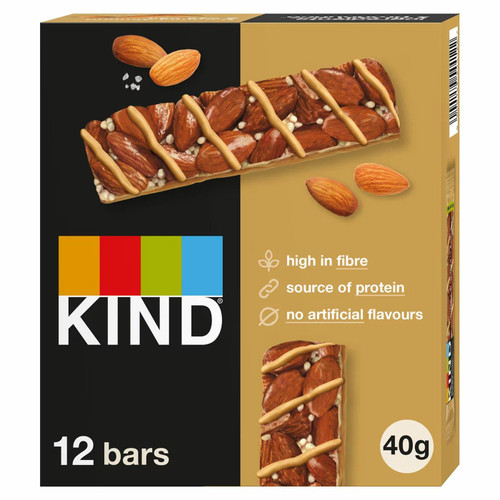 Kinds Caramel Almond & Sea Salt Snack Bars Healthy Protein Snack Pack 12 x 40g