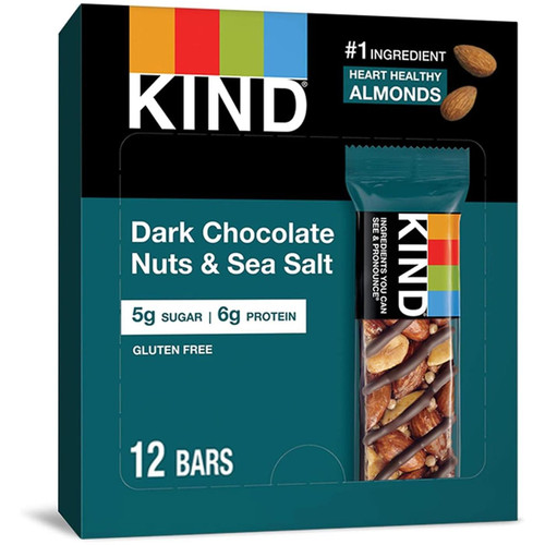 Kind Nut & Spice Bar Dark Chocolate Nuts & Sea Salt Healthy Snack Pack 12 x 40g