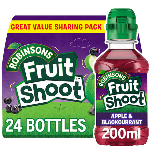 Robinsons Fruit Shoot Juice Real Apple & Blackcurrant Kids Bottle Pack 24x200ml