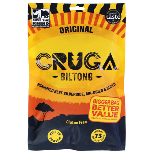 Cruga Biltong Original Marinated Beef Silverside Jerky Protein Snack Pack 300g
