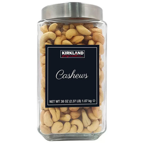 Kirkland Signature Salted Cashews Premium Black Label Large King Size Jar 1.07kg