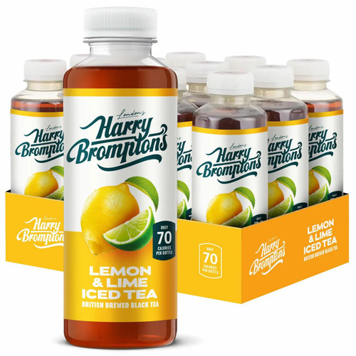 Harry Brompton's Lemon & Lime Iced Tea Juice Drink Bottle Taste Pack 12 x 500ml