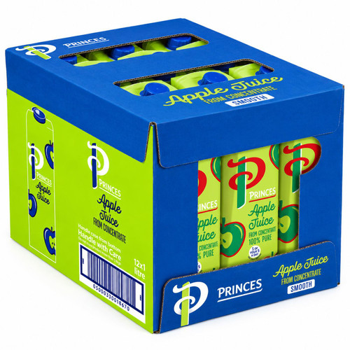 Princes Apple Juice From Concentrate Pure Juice Drink Carton Box Pack 12x 1Litre