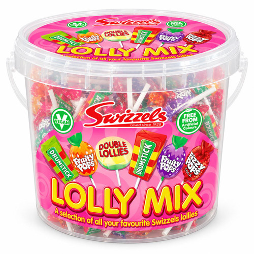 Swizzels Lolly Mix Sweet Selection Drumstick Fruit Fizzy Pop Lollipop Tub 1.06kg