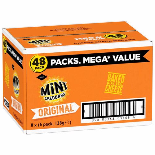Jacob's Original Mini Cheddars Cheese Biscuits Snack Cracker 48Bags Pack 8x6x23g