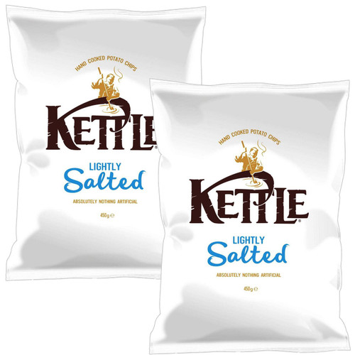 Kettle Lightly Sea Salted Potato Chips Hand Cooked Crisp Snack Twin Pack 2x450g