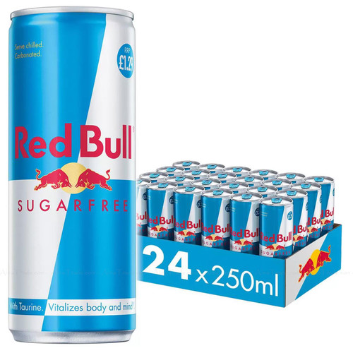 Red Bull Sugar Free Energy Drink Classic Cans Party Sports Box Set Pack 24x250ml