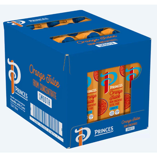 Princes Orange Juice From Concentrate Pure Smooth Juice Carton Pack 12 x 1Litre