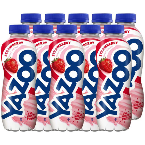 Yazoo Strawberry Milkshake UHT Naturally Rich Calcium Protein Pack of 10 x 400ml