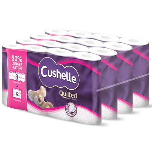 Cushelle Quilted Cushiony Softness Tissue Paper Soft Comfort Longer Pack 32Rolls