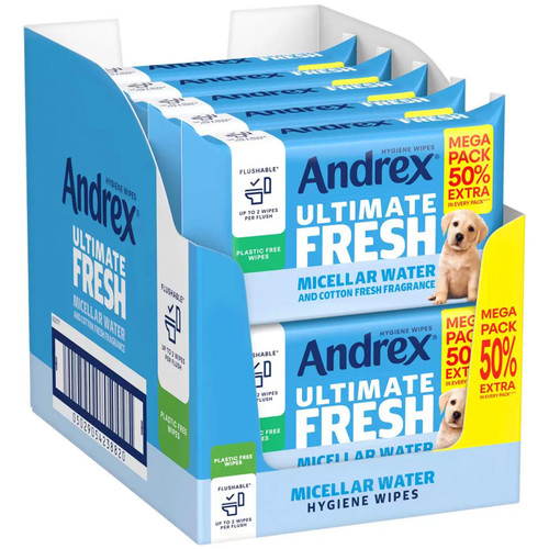 Andrex Classic Clean Washlets Moist Toilet Tissue Fresh 10 x 56 Wipes Total 560